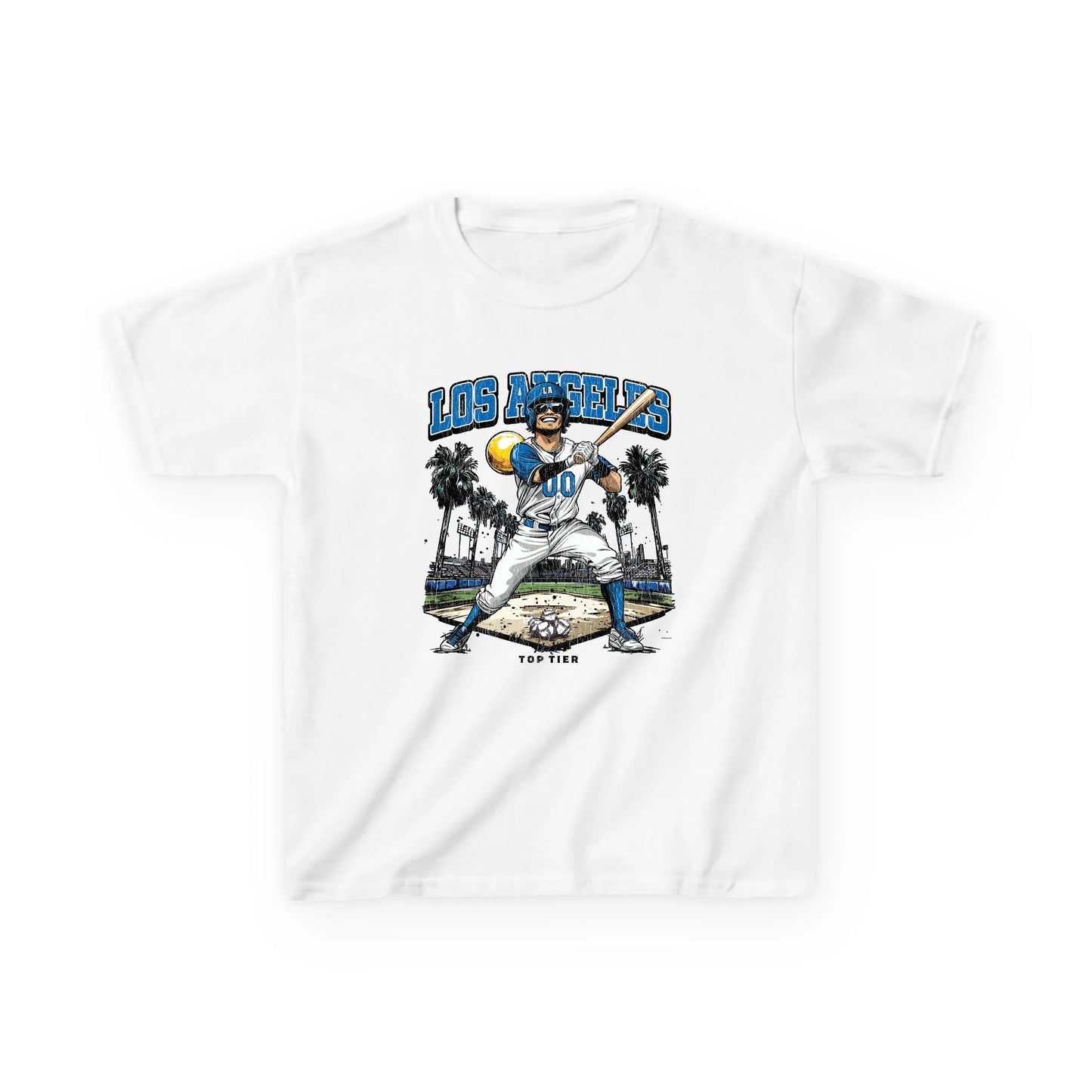 Los Angeles Baseball White Kids Tshirt TOP TIER. Premium Sports Apparel, T-shirts, Merch, Threads and Street