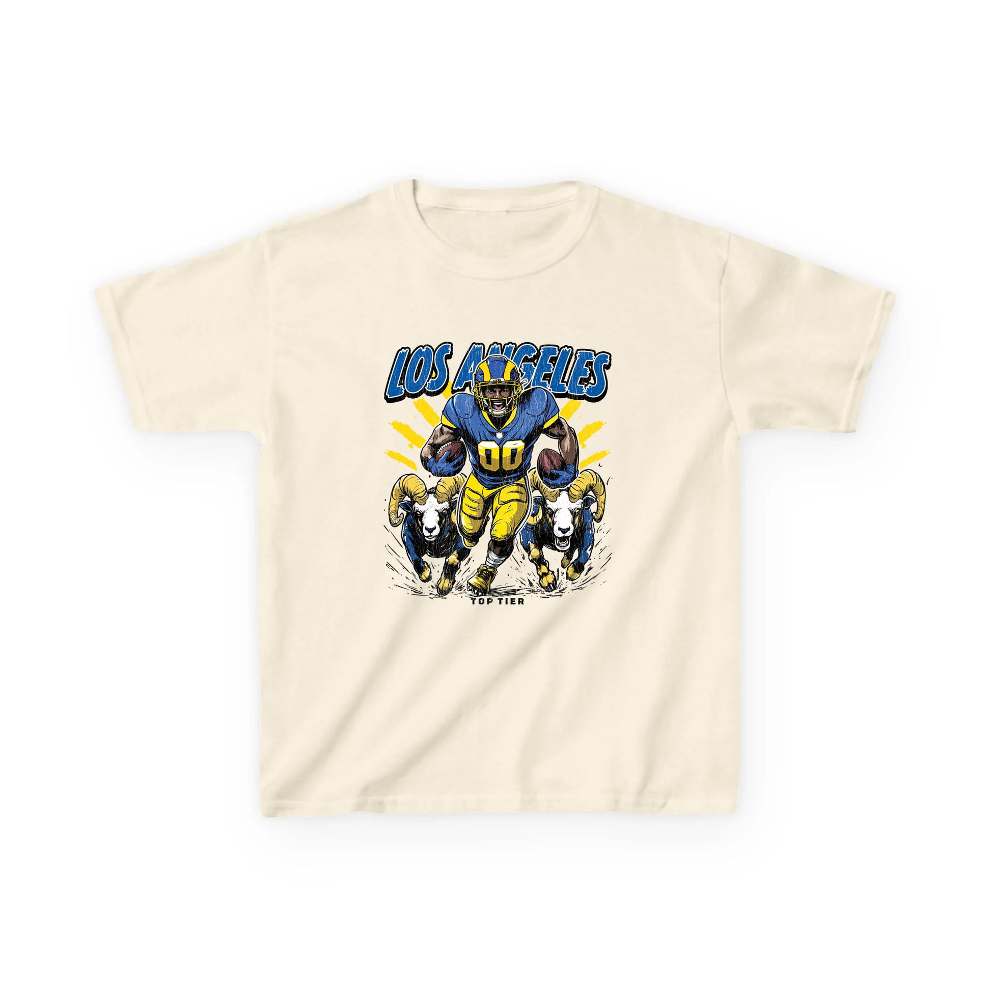 Los Angeles Football Kids Natural Tshirt TOP TIER. Premium Sports Apparel, T-shirts, Merch, Threads and Street