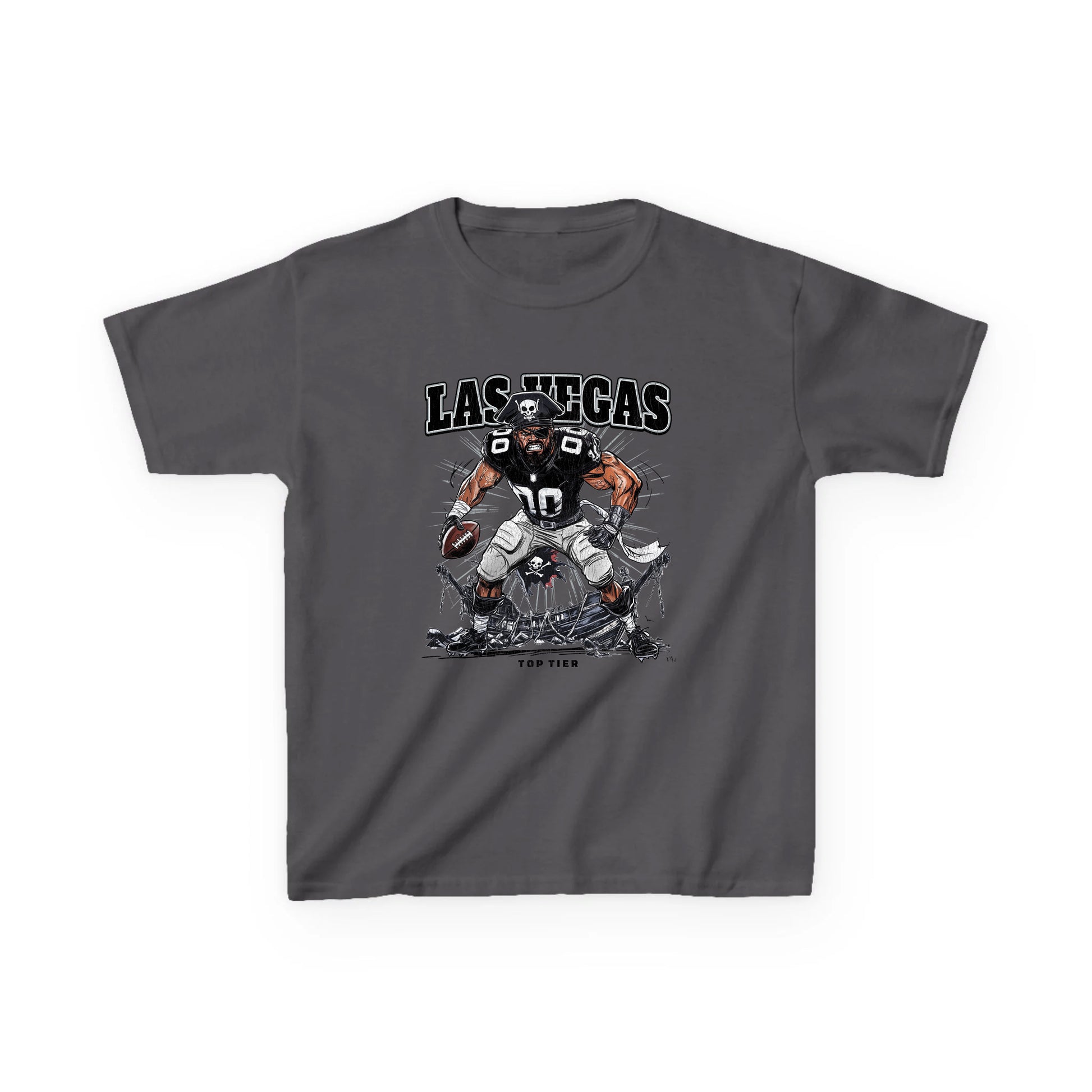 Las Vegas Football Carcoal Kids Tshirt TOP TIER. Premium Sports Apparel, T-shirts, Merch, Threads and Street
