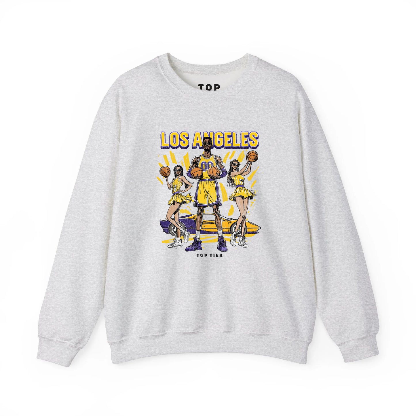 Los Angeles Basketball Ash Crewneck TOP TIER. Premium Sports Apparel, T-shirts, Merch, Threads and Crewneck