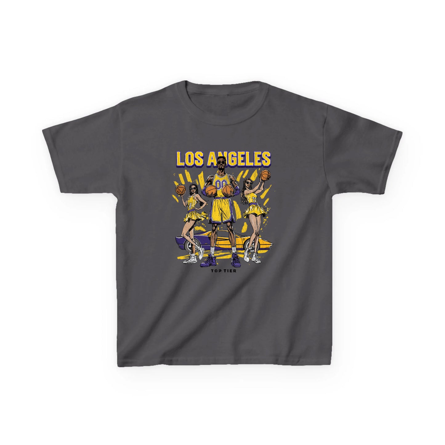 Los Angeles Basketball Carcoal Kids Tshirt TOP TIER. Premium Sports Apparel, T-shirts, Merch, Threads and Street