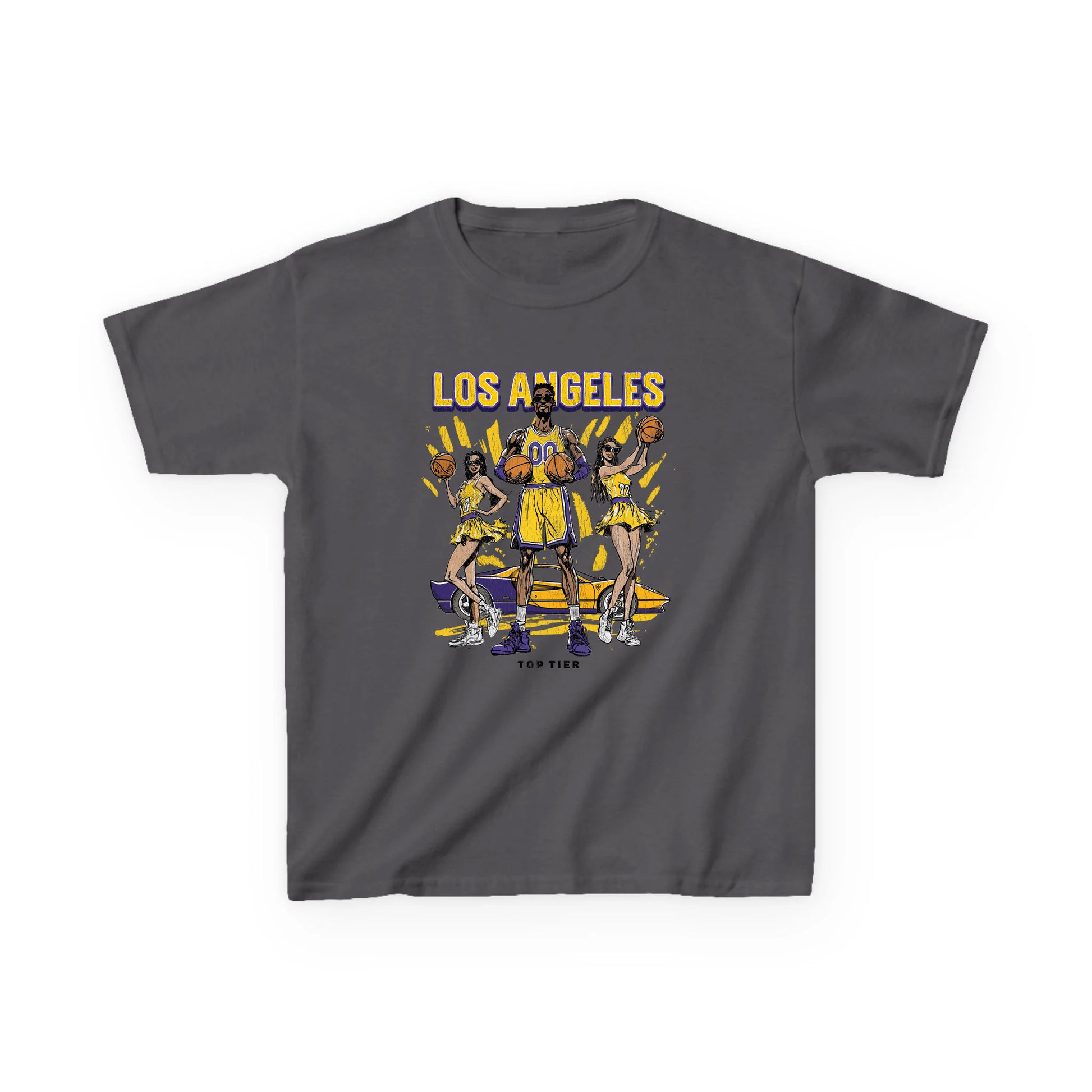 Los Angeles Basketball Carcoal Kids Tshirt TOP TIER. Premium Sports Apparel, T-shirts, Merch, Threads and Street
