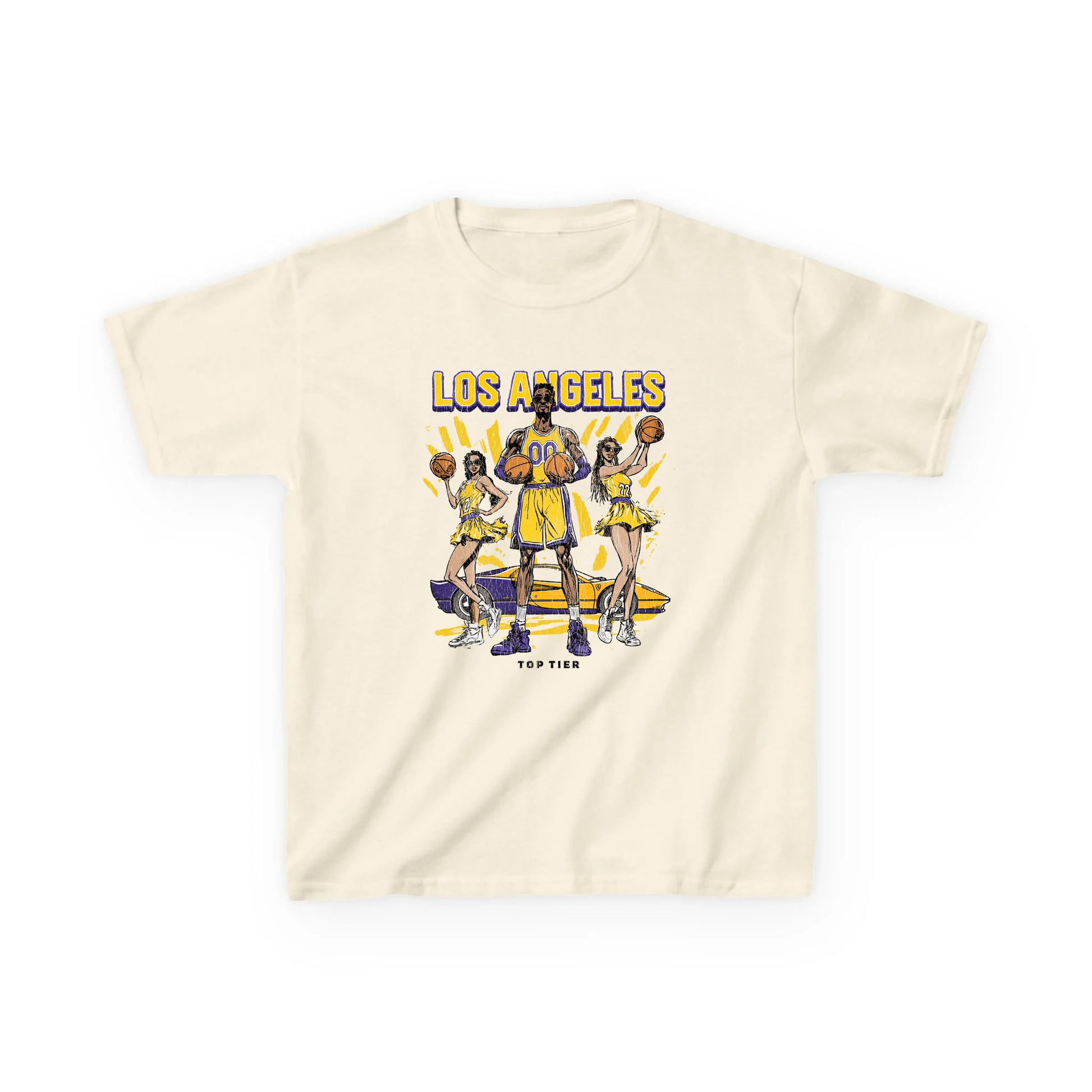 Los Angeles Basketball Natural Kids Tshirt TOP TIER. Premium Sports Apparel, T-shirts, Merch, Threads and Street