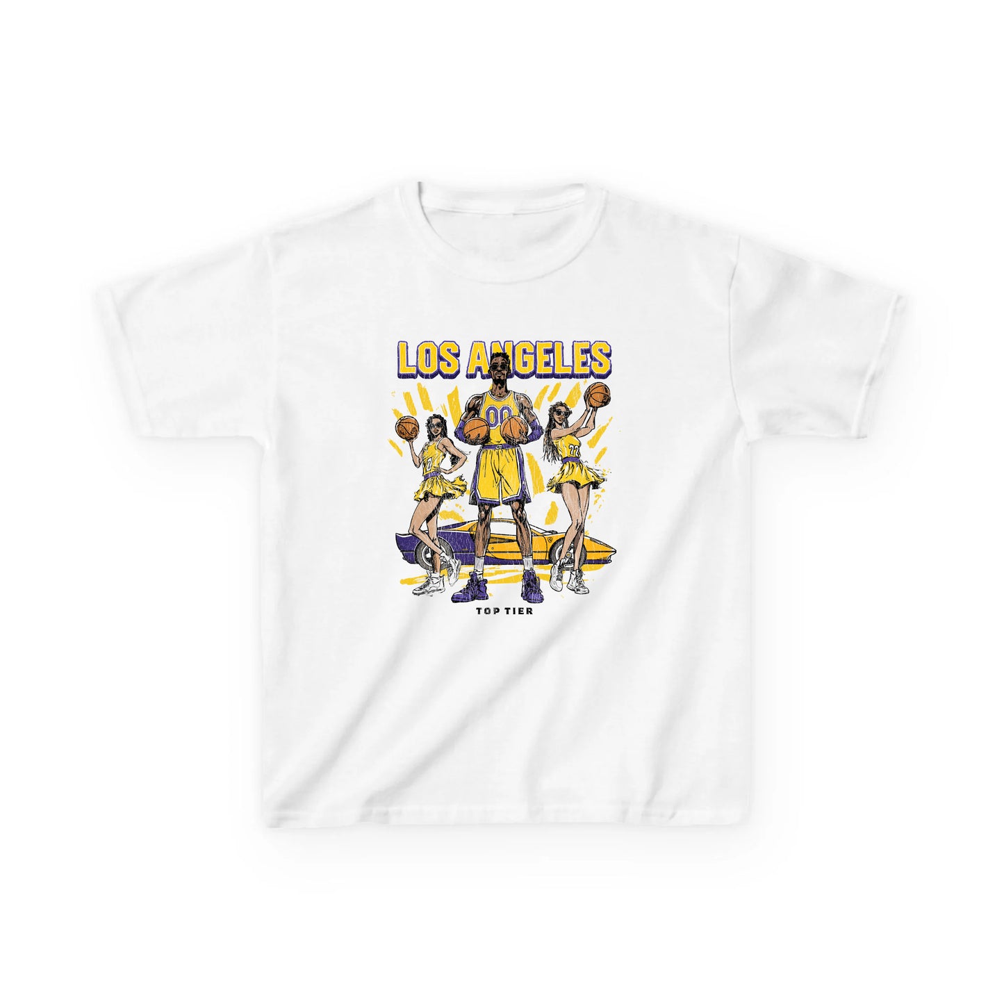 Los Angeles Basketball White Kids Tshirt TOP TIER. Premium Sports Apparel, T-shirts, Merch, Threads and Street