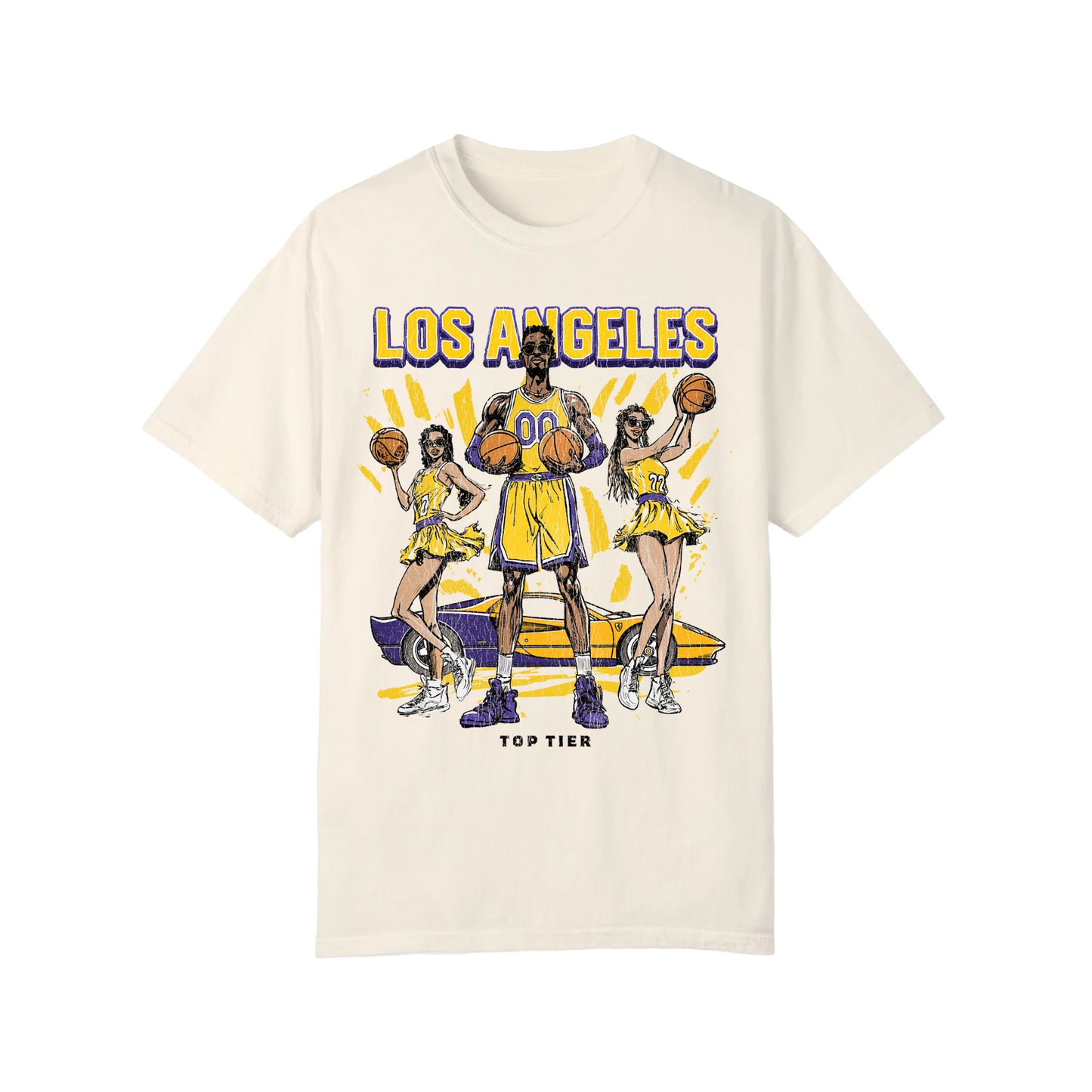 Los Angeles Basketball Ivory Tshirt TOP TIER. Premium Sports Apparel, T-shirts, Merch, Threads and Crewneck