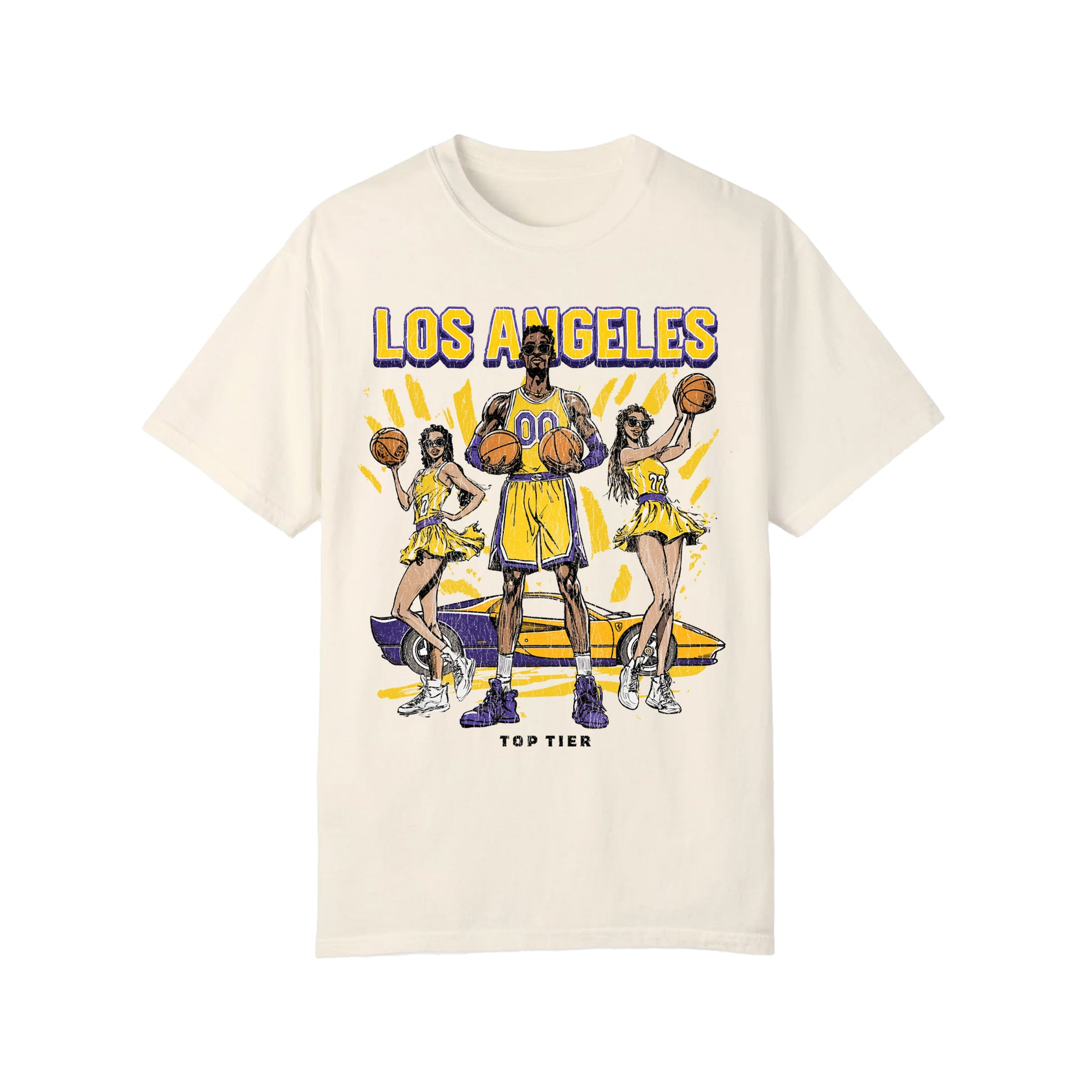 Los Angeles Basketball Ivory Tshirt TOP TIER. Premium Sports Apparel, T-shirts, Merch, Threads and Crewneck