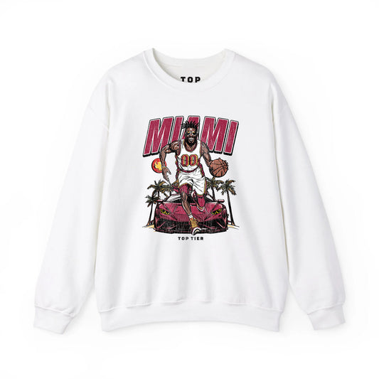 Miami Basketball White Crewneck TOP TIER. Premium Sports Apparel, T-shirts, Merch, Threads and Crewneck