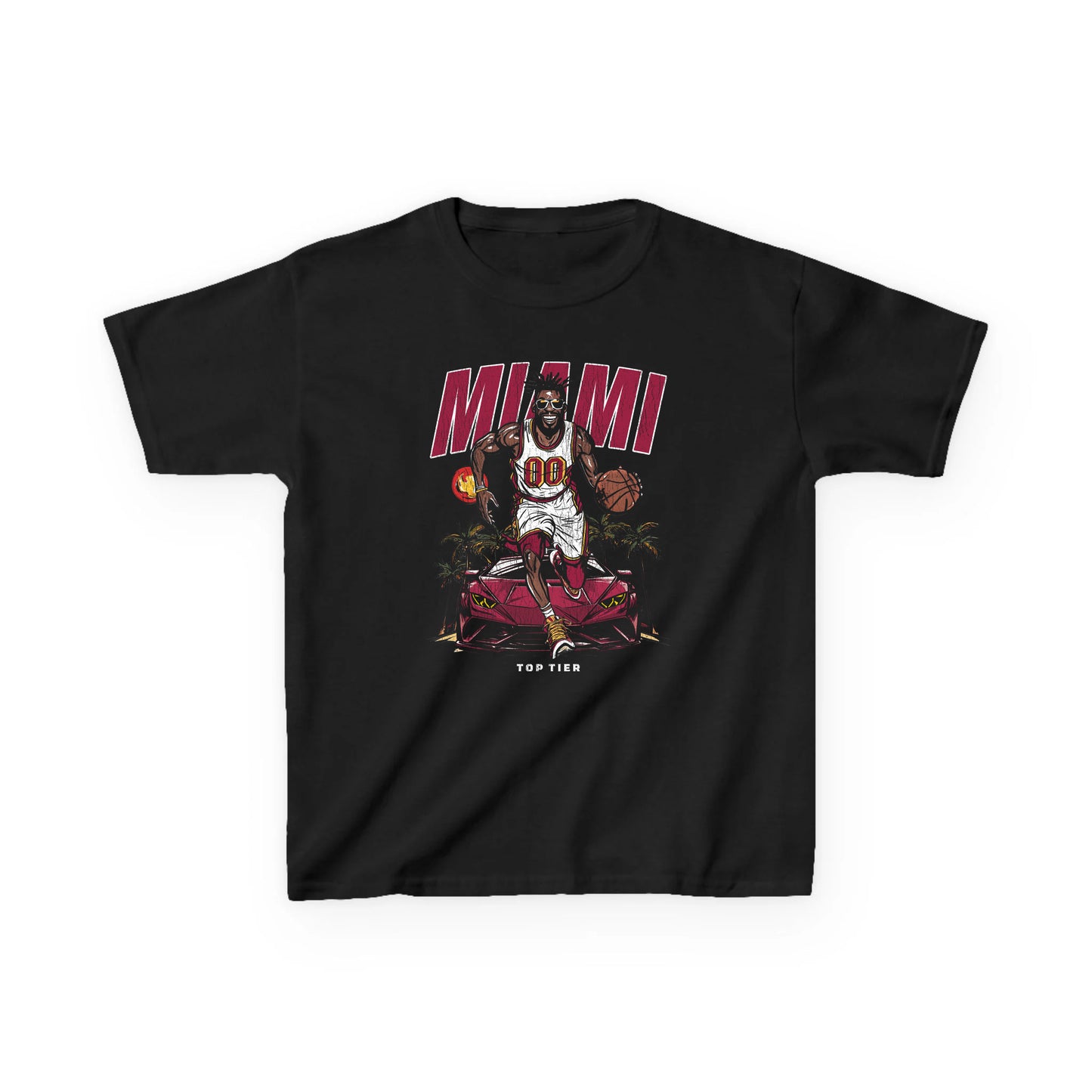 Miami Basketball Black Kids Tshirt TOP TIER. Premium Sports Apparel, T-shirts, Merch, Threads and Street