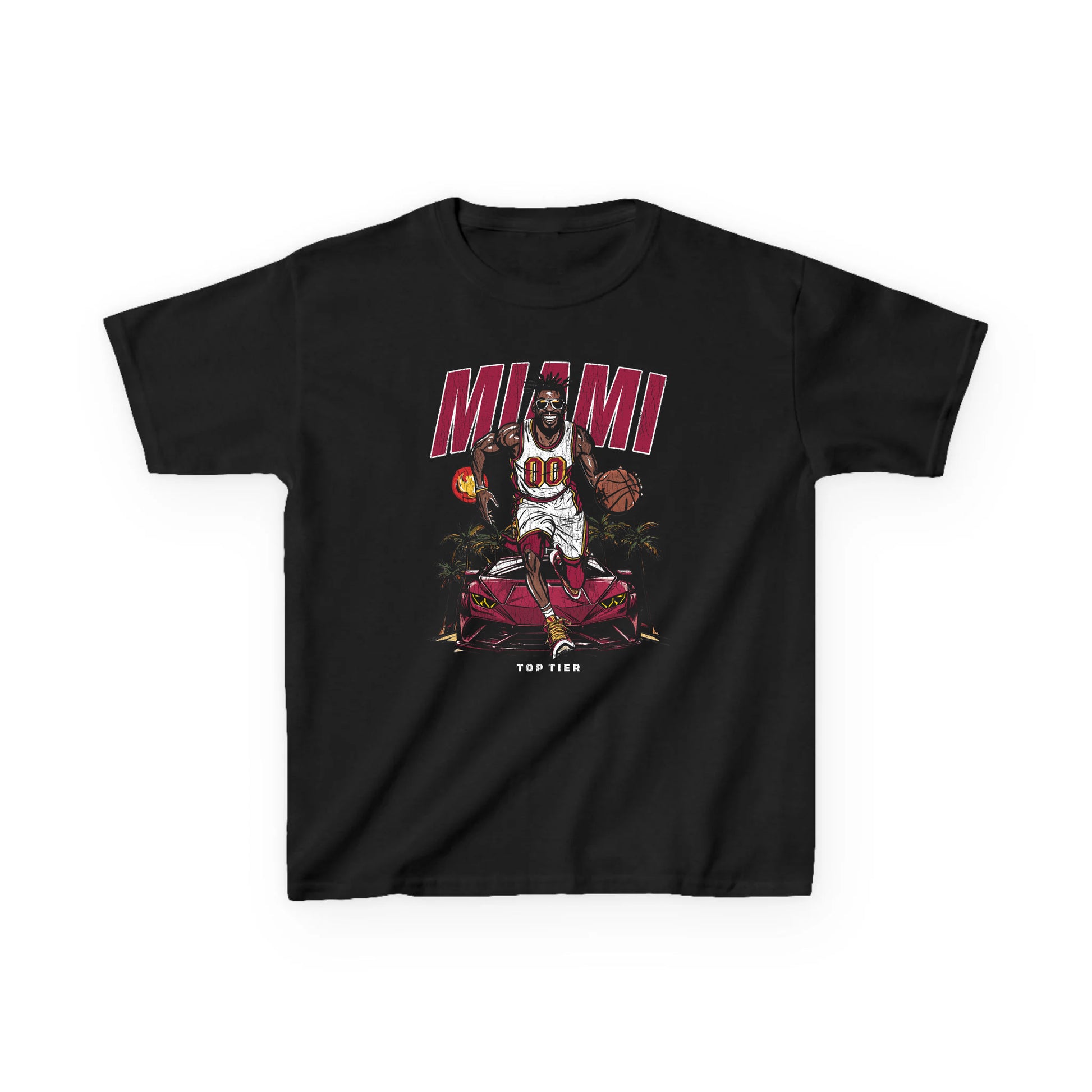 Miami Basketball Black Kids Tshirt TOP TIER. Premium Sports Apparel, T-shirts, Merch, Threads and Street