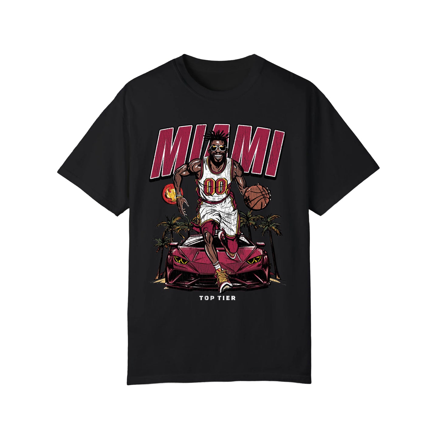 Miami Basketball Black Tshirt TOP TIER. Premium Sports Apparel, T-shirts, Merch, Threads and Crewneck