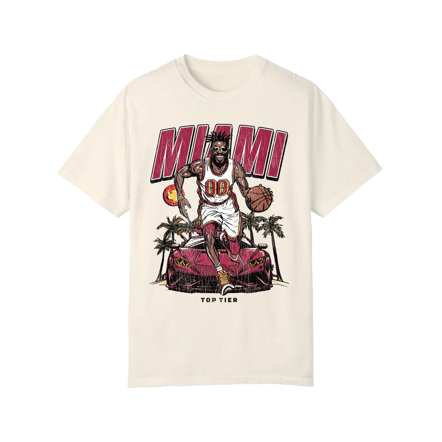 Miami Basketball Ivory Tshirt TOP TIER. Premium Sports Apparel, T-shirts, Merch, Threads and Crewneck