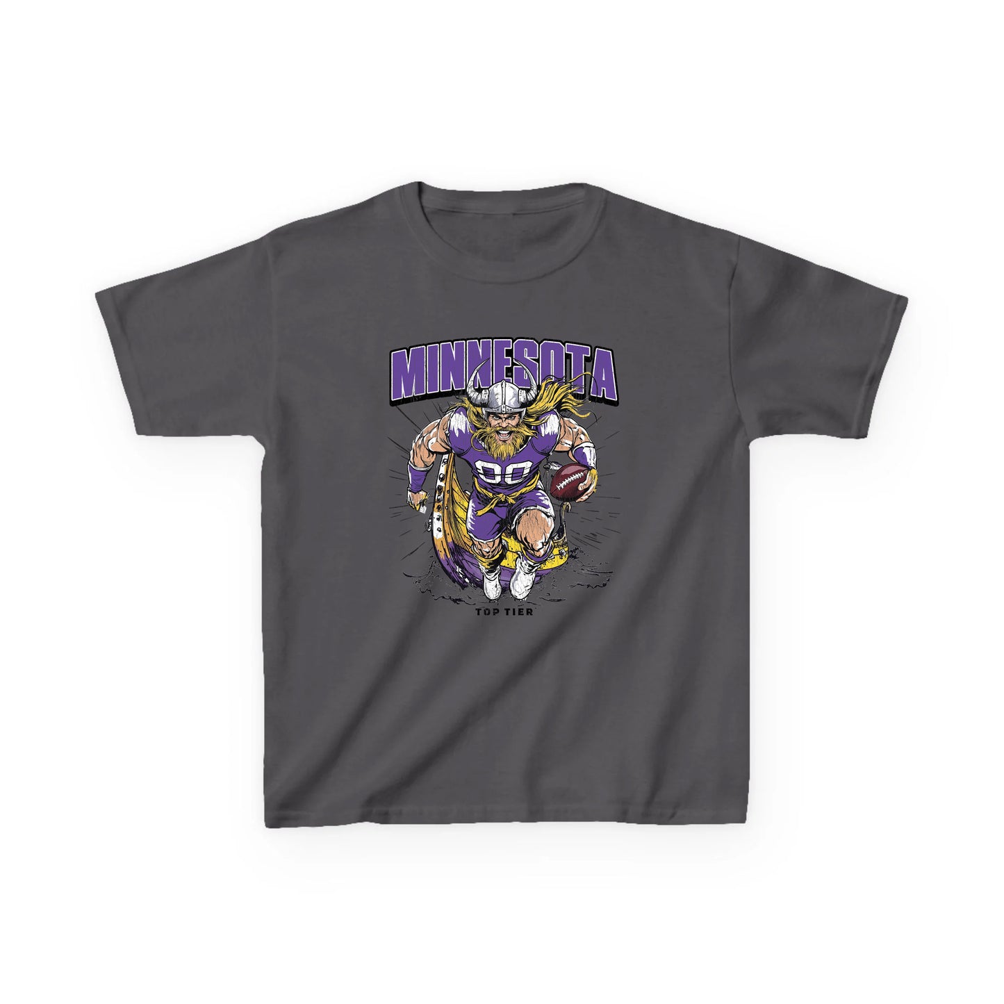 Minnesota Football Carcoal Kids Tshirt TOP TIER. Premium Sports Apparel, T-shirts, Merch, Threads and Street