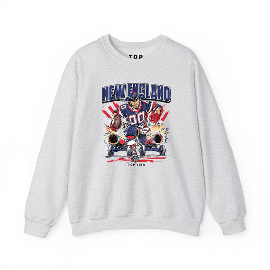 New England Football Ash Crewneck TOP TIER. Premium Sports Apparel, T-shirts, Merch, Threads and Crewneck