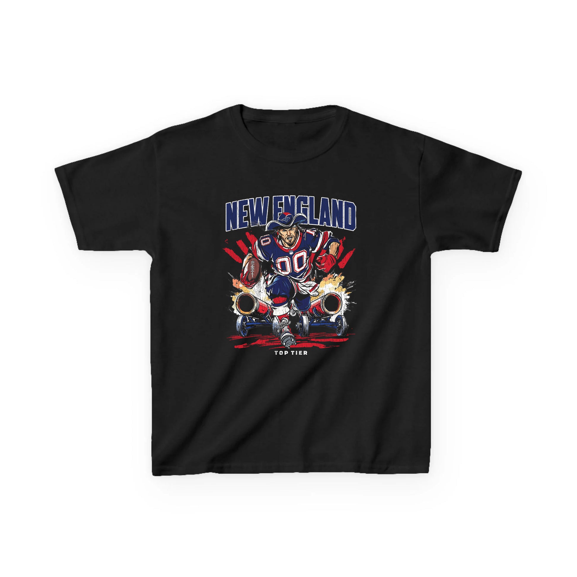 New England Football Black Kids Tshirt TOP TIER. Premium Sports Apparel, T-shirts, Merch, Threads and Street