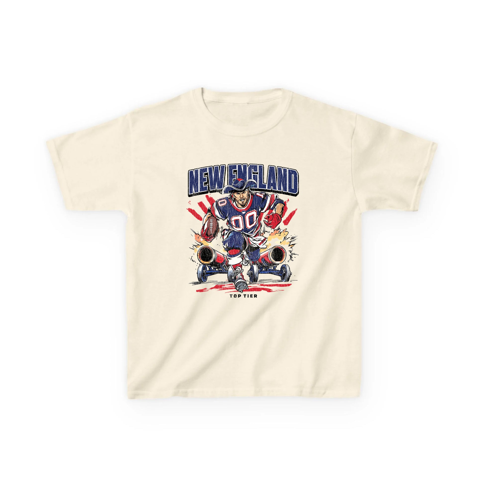 New England Football Natural Kids Tshirt TOP TIER. Premium Sports Apparel, T-shirts, Merch, Threads and Street