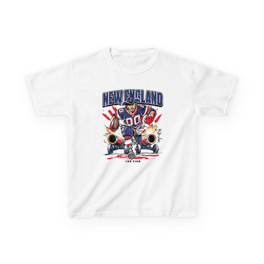 New England Football White Kids Tshirt TOP TIER. Premium Sports Apparel, T-shirts, Merch, Threads and Street
