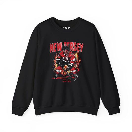 New Jersey Hockey Black Crewneck TOP TIER. Premium Sports Apparel, T-shirts, Merch, Threads and Street
