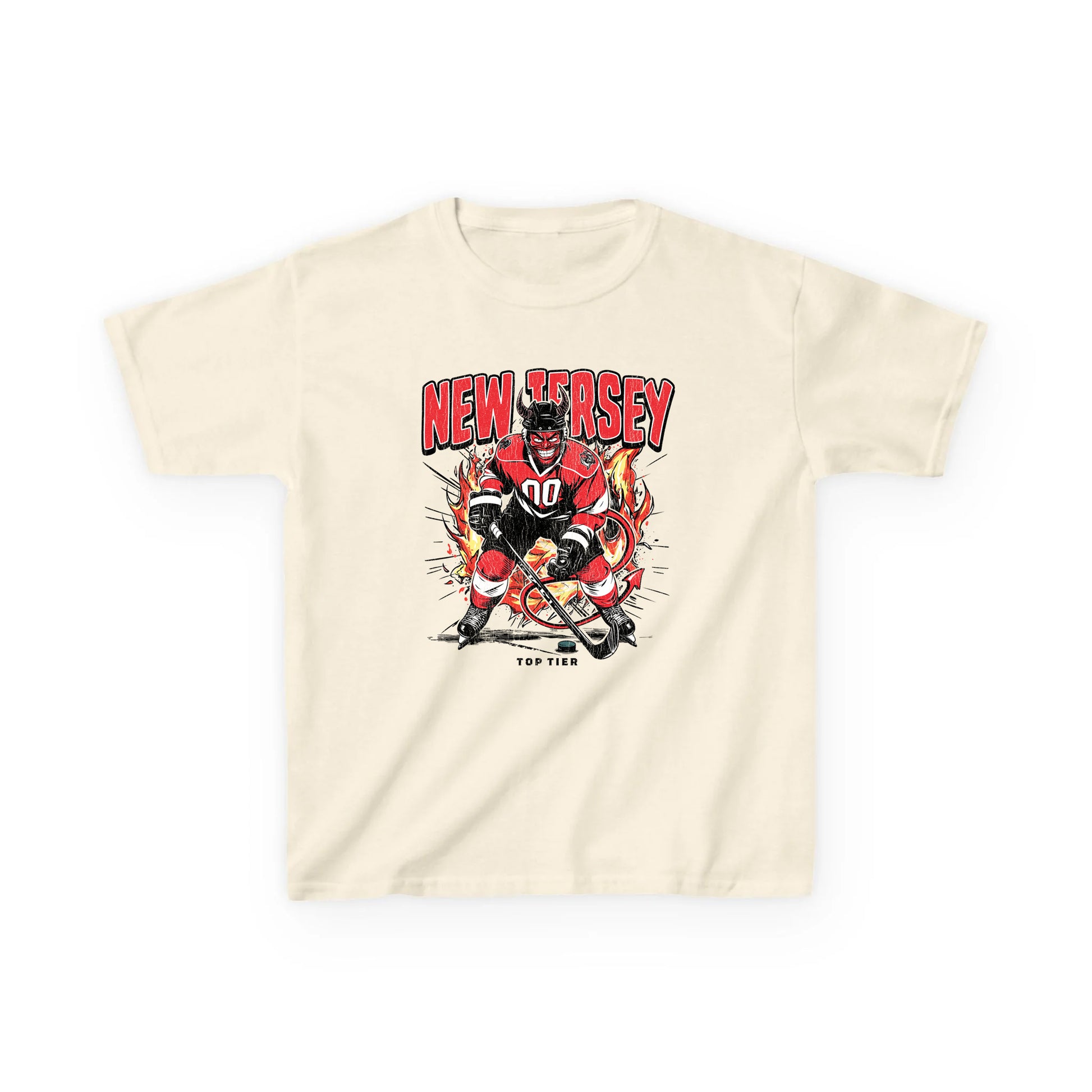 New Jersey Hockey Kids Natural Tshirt TOP TIER. Premium Sports Apparel, T-shirts, Merch, Threads and Street