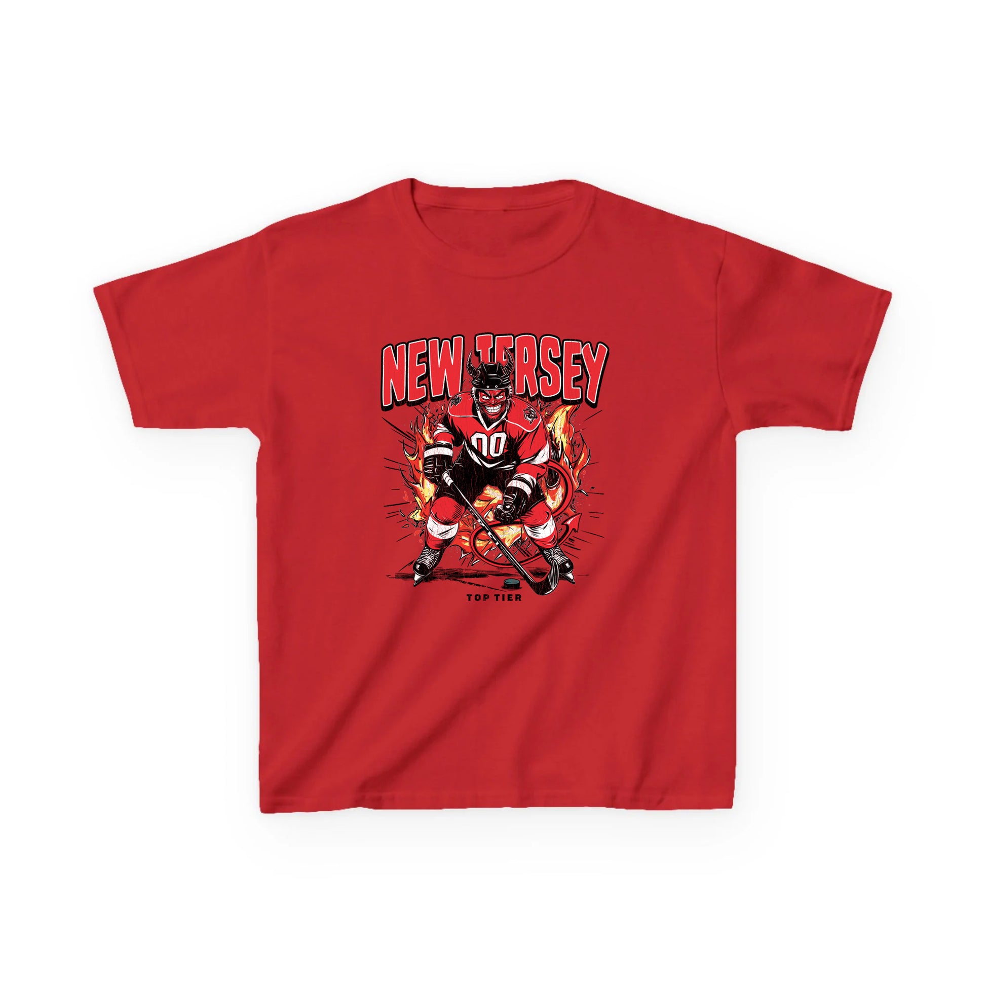 New Jersey Hockey Kids Red Tshirt TOP TIER. Premium Sports Apparel, T-shirts, Merch, Threads and Street