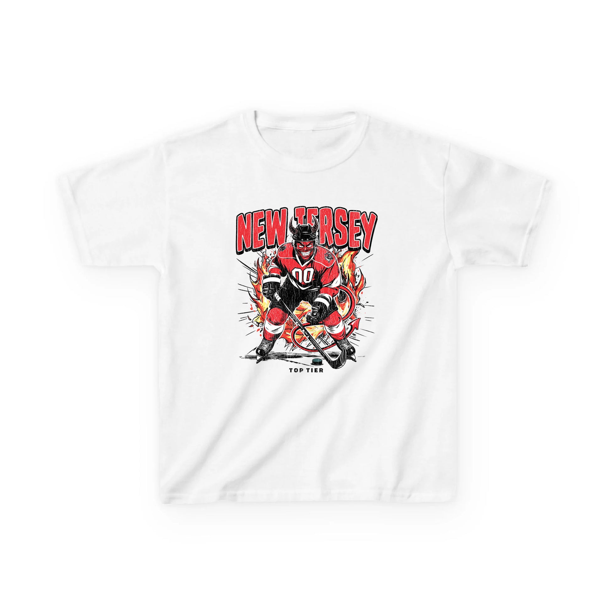New Jersey Hockey Kids White Tshirt TOP TIER. Premium Sports Apparel, T-shirts, Merch, Threads and Street