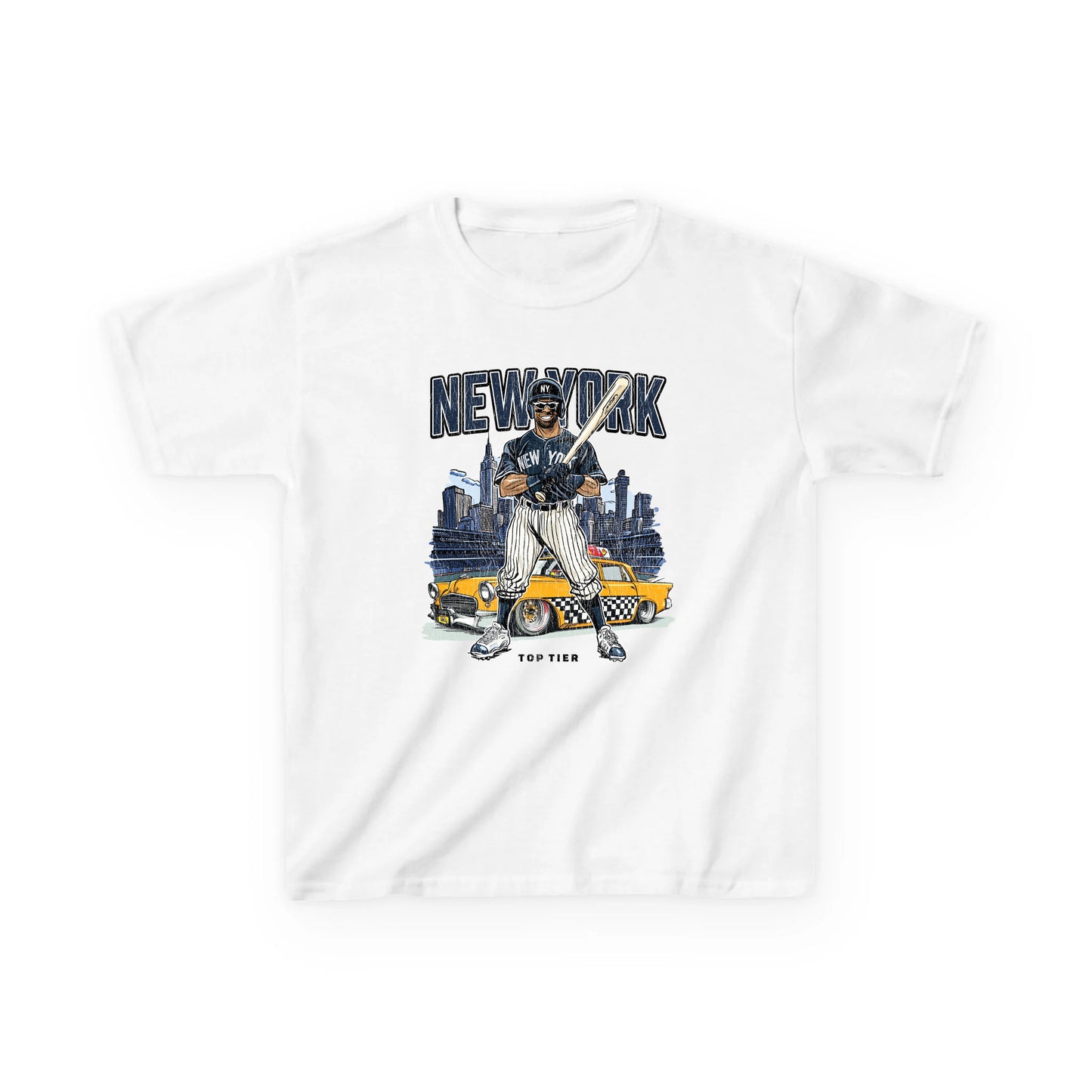 New York Baseball White Kids Tshirt TOP TIER. Premium Sports Apparel, T-shirts, Merch, Threads and Street