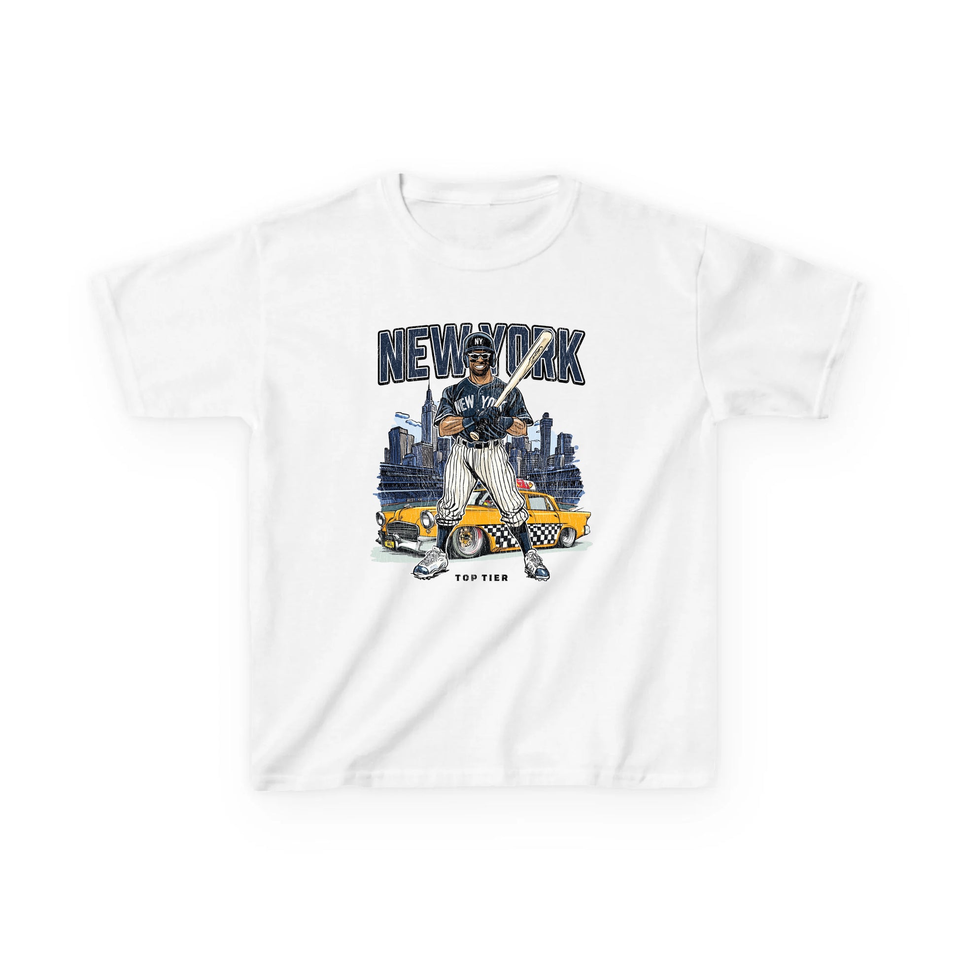 New York Baseball White Kids Tshirt TOP TIER. Premium Sports Apparel, T-shirts, Merch, Threads and Street