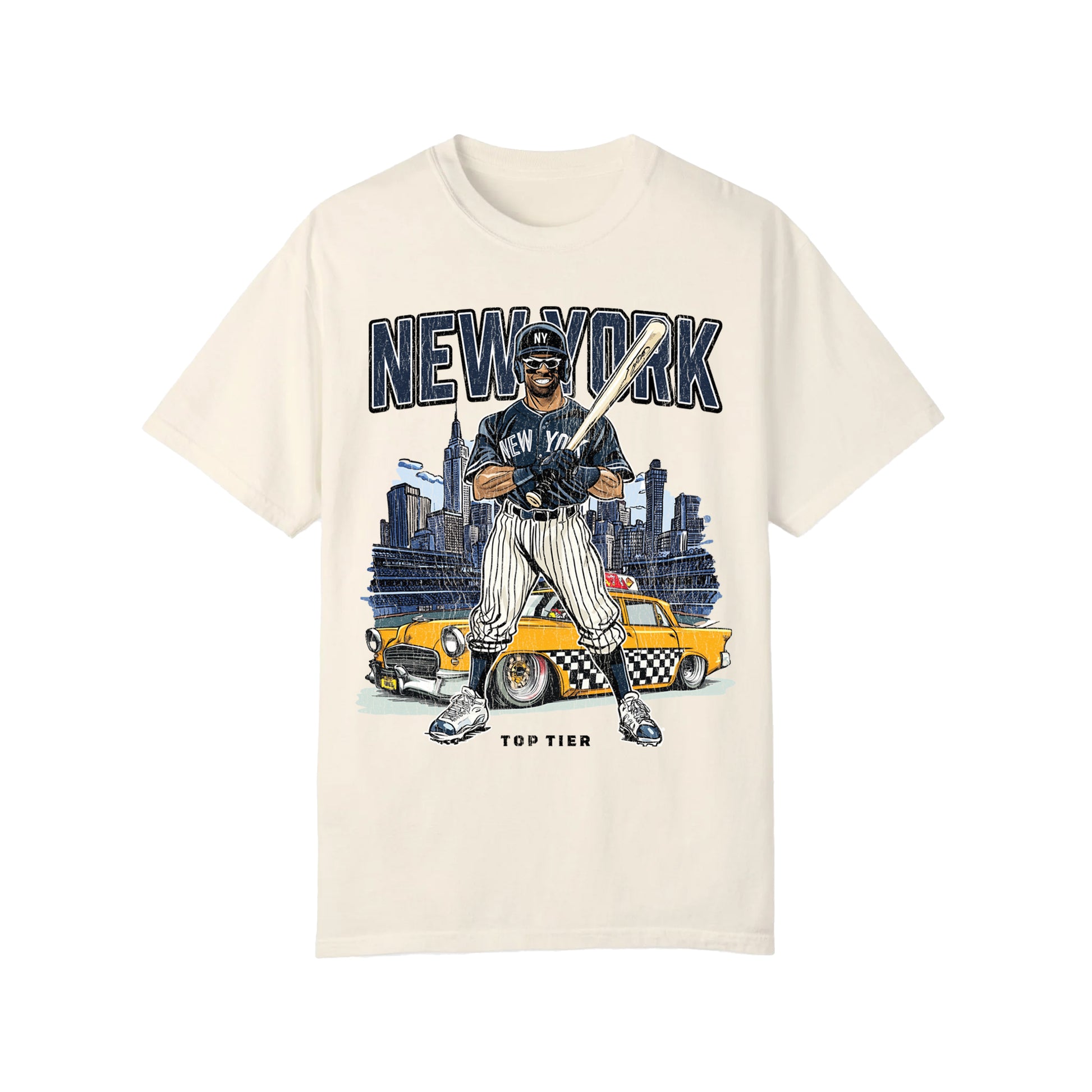 New York Baseball Tshirt Ivory TOP TIER. Premium Sports Apparel, T-shirts, Merch, Threads and Crewneck