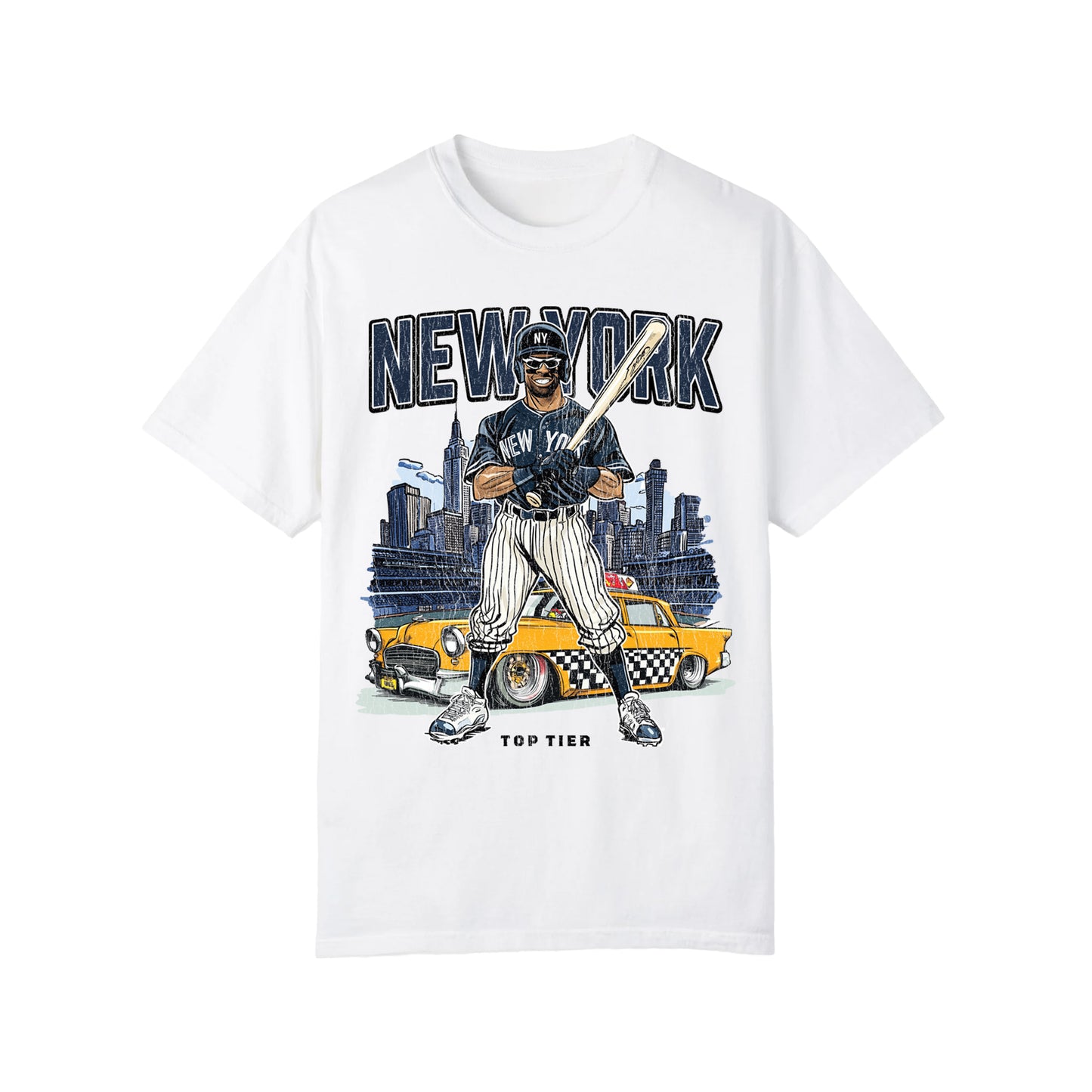 New York Baseball Tshirt White TOP TIER. Premium Sports Apparel, T-shirts, Merch, Threads and Crewneck