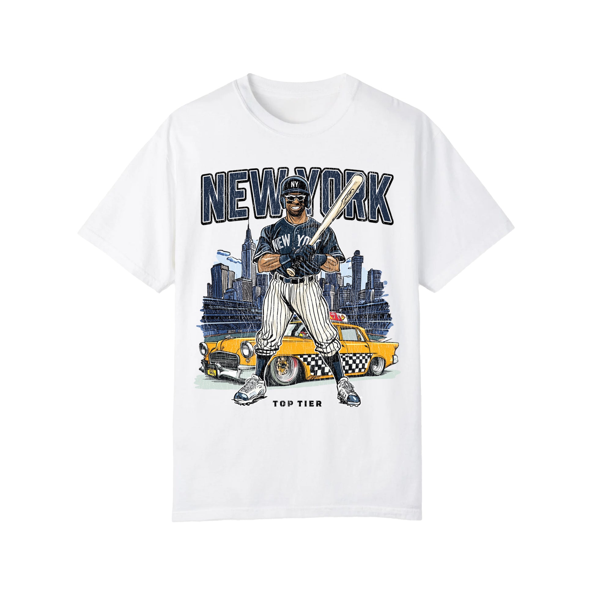 New York Baseball Tshirt White TOP TIER. Premium Sports Apparel, T-shirts, Merch, Threads and Crewneck
