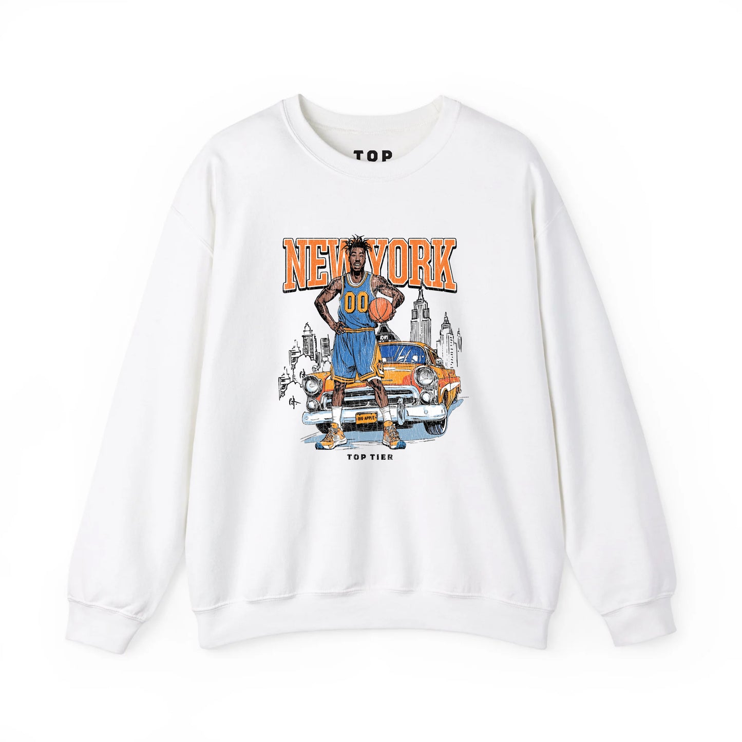 New York Basketball White Crewneck TOP TIER. Premium Sports Apparel, T-shirts, Merch, Threads and Crewneck