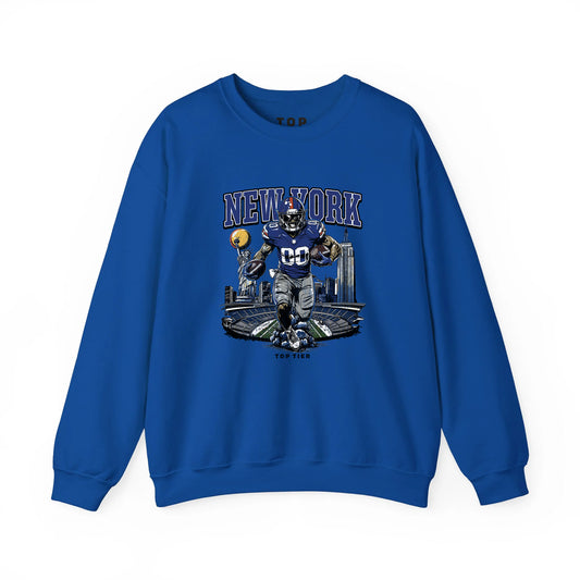 New York Football Blue Crewneck TOP TIER. Premium Sports Apparel, T-shirts, Merch, Threads and Street