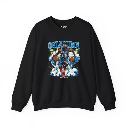 Oklahoma City Basketball Black Crewneck Tshirt TOP TIER. Premium Sports Apparel, T-shirts, Merch, Threads and Street