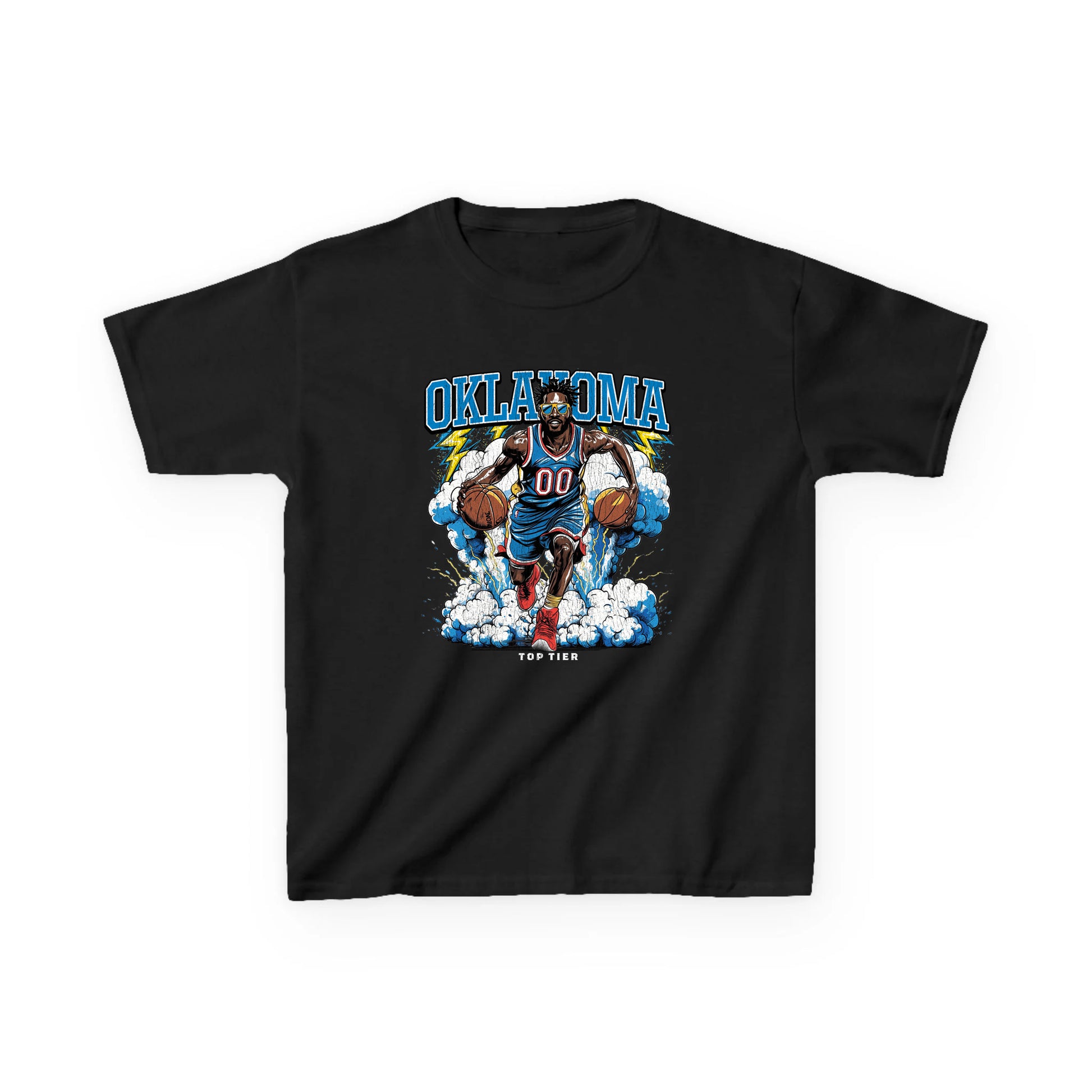 Oklahoma City Basketball Kids Black Tshirt TOP TIER. Premium Sports Apparel, T-shirts, Merch, Threads and Street