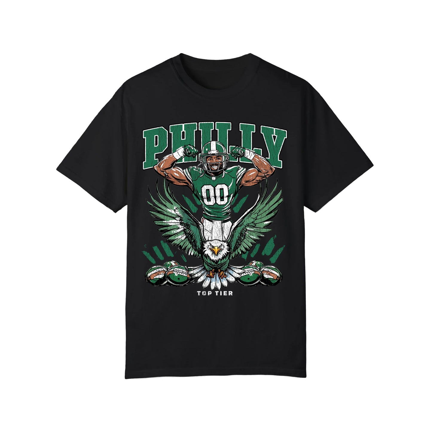 Philadelphia Football Black Tshirt TOP TIER. Premium Sports Apparel, T-shirts, Merch, Threads and Crewneck