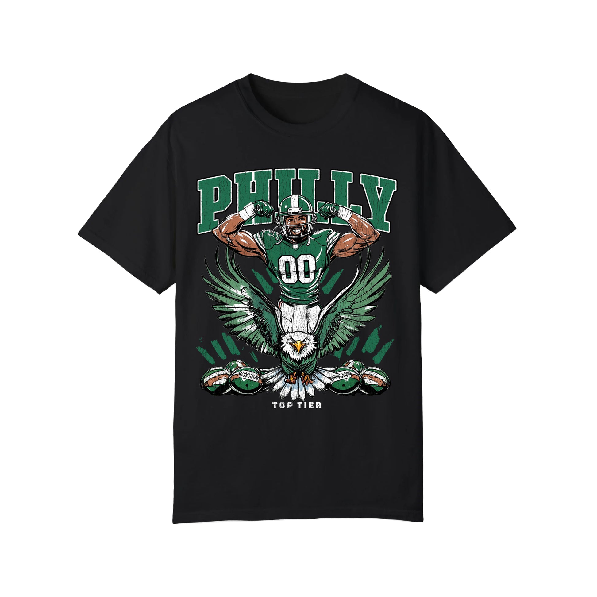 Philadelphia Football Black Tshirt TOP TIER. Premium Sports Apparel, T-shirts, Merch, Threads and Crewneck