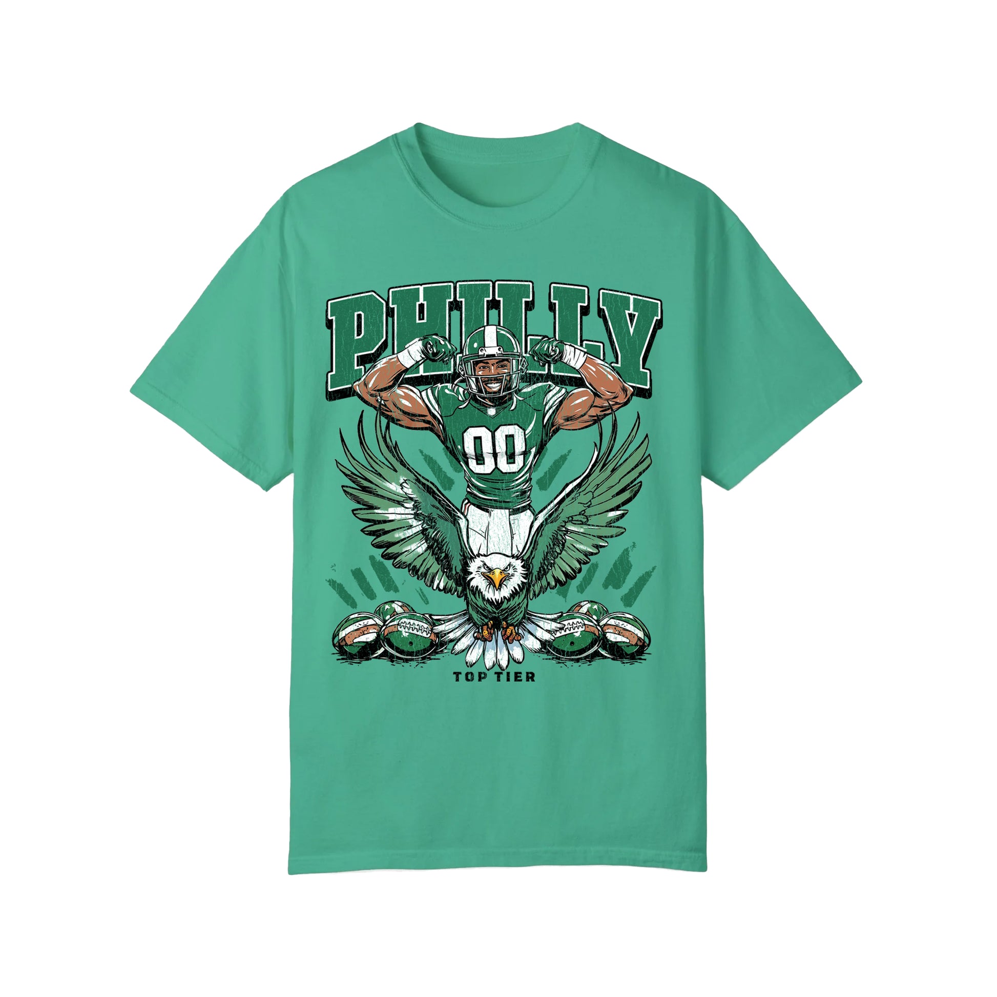 Philadelphia Football Green Tshirt TOP TIER. Premium Sports Apparel, T-shirts, Merch, Threads and Crewneck