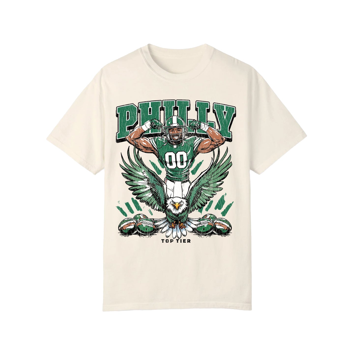 Philadelphia Football Ivory Tshirt TOP TIER. Premium Sports Apparel, T-shirts, Merch, Threads and Crewneck