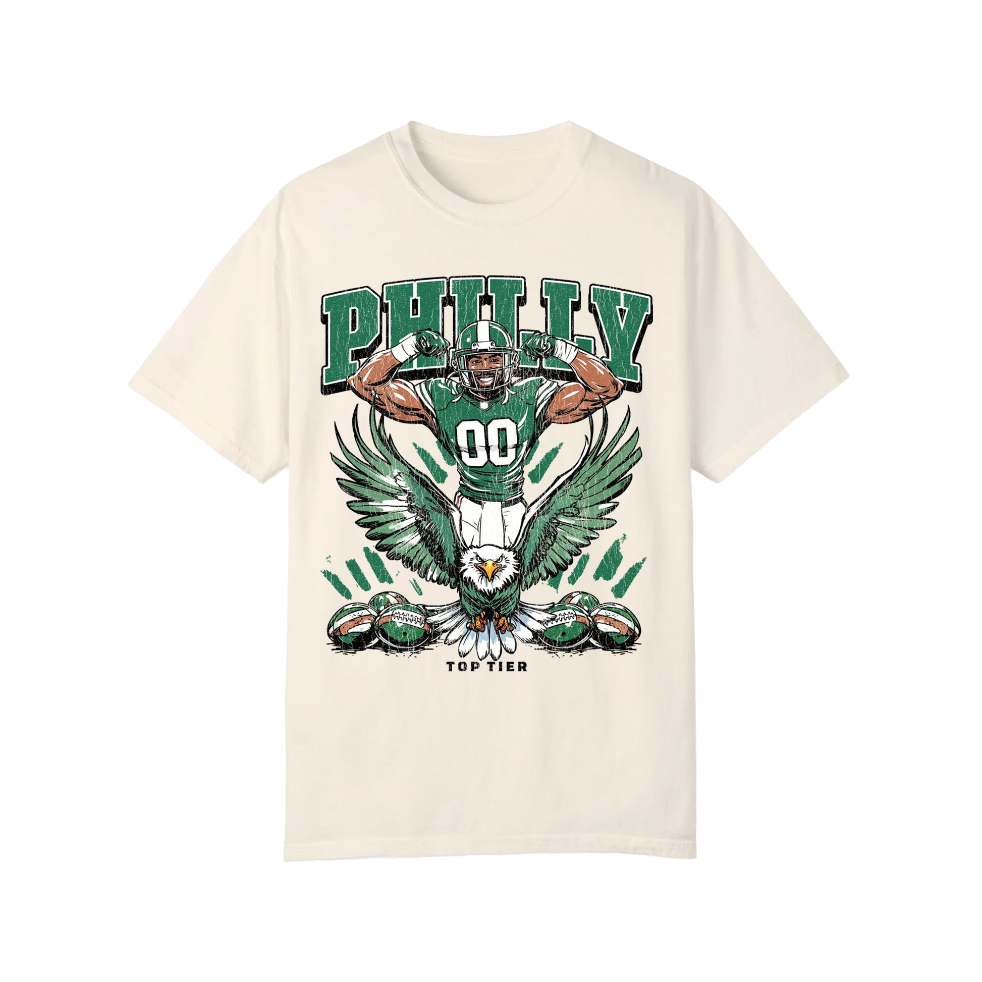 Philadelphia Football Ivory Tshirt TOP TIER. Premium Sports Apparel, T-shirts, Merch, Threads and Crewneck