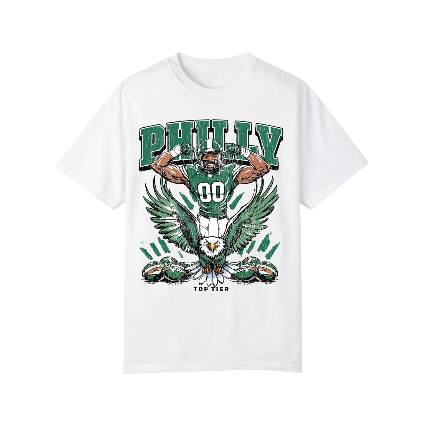 Philadelphia Football White Tshirt TOP TIER. Premium Sports Apparel, T-shirts, Merch, Threads and Crewneck