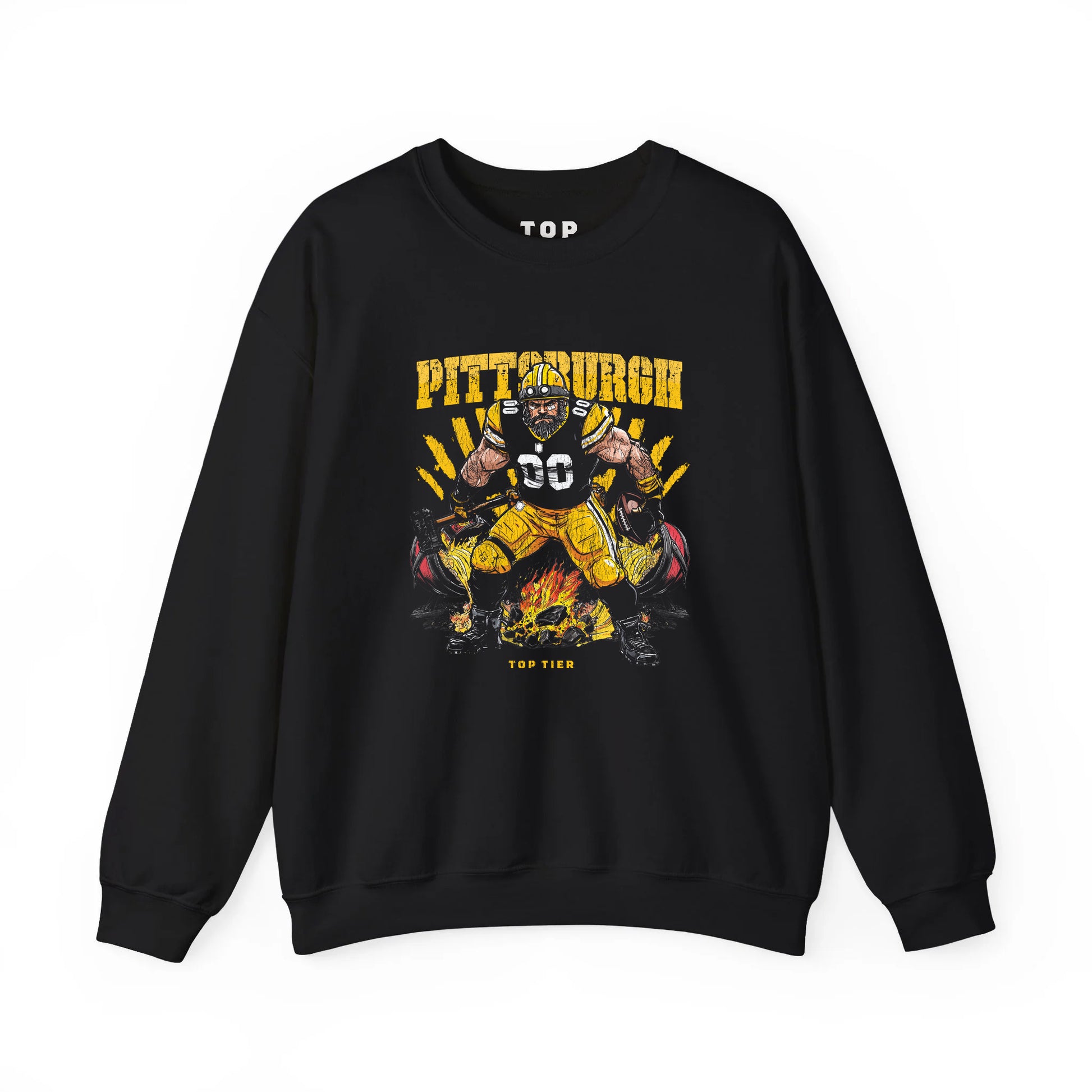 Pittsburgh Football Black Crewneck TOP TIER. Premium Sports Apparel, T-shirts, Merch, Threads and Street