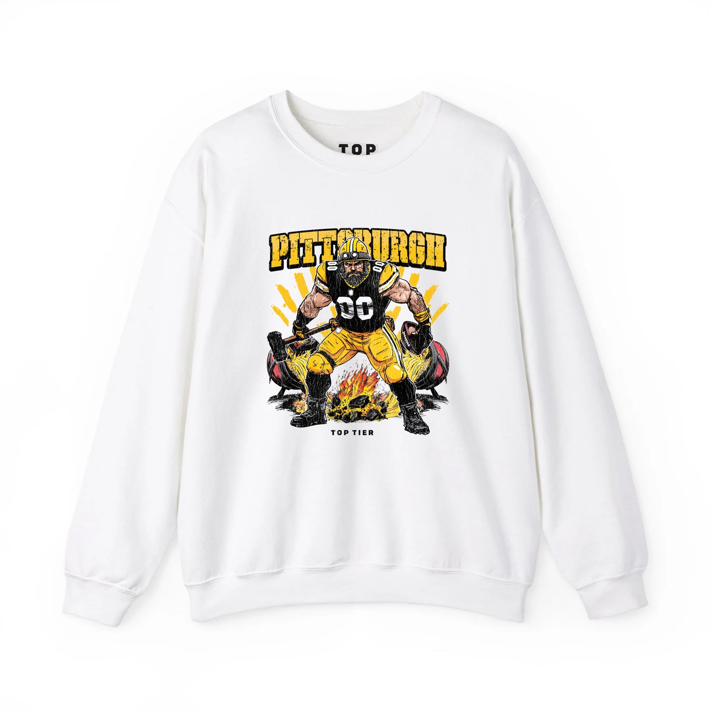 Pittsburgh Football White Crewneck TOP TIER. Premium Sports Apparel, T-shirts, Merch, Threads and Street