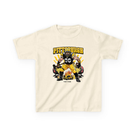 Pittsburgh Football Kids Natural Tshirt TOP TIER. Premium Sports Apparel, T-shirts, Merch, Threads and Street