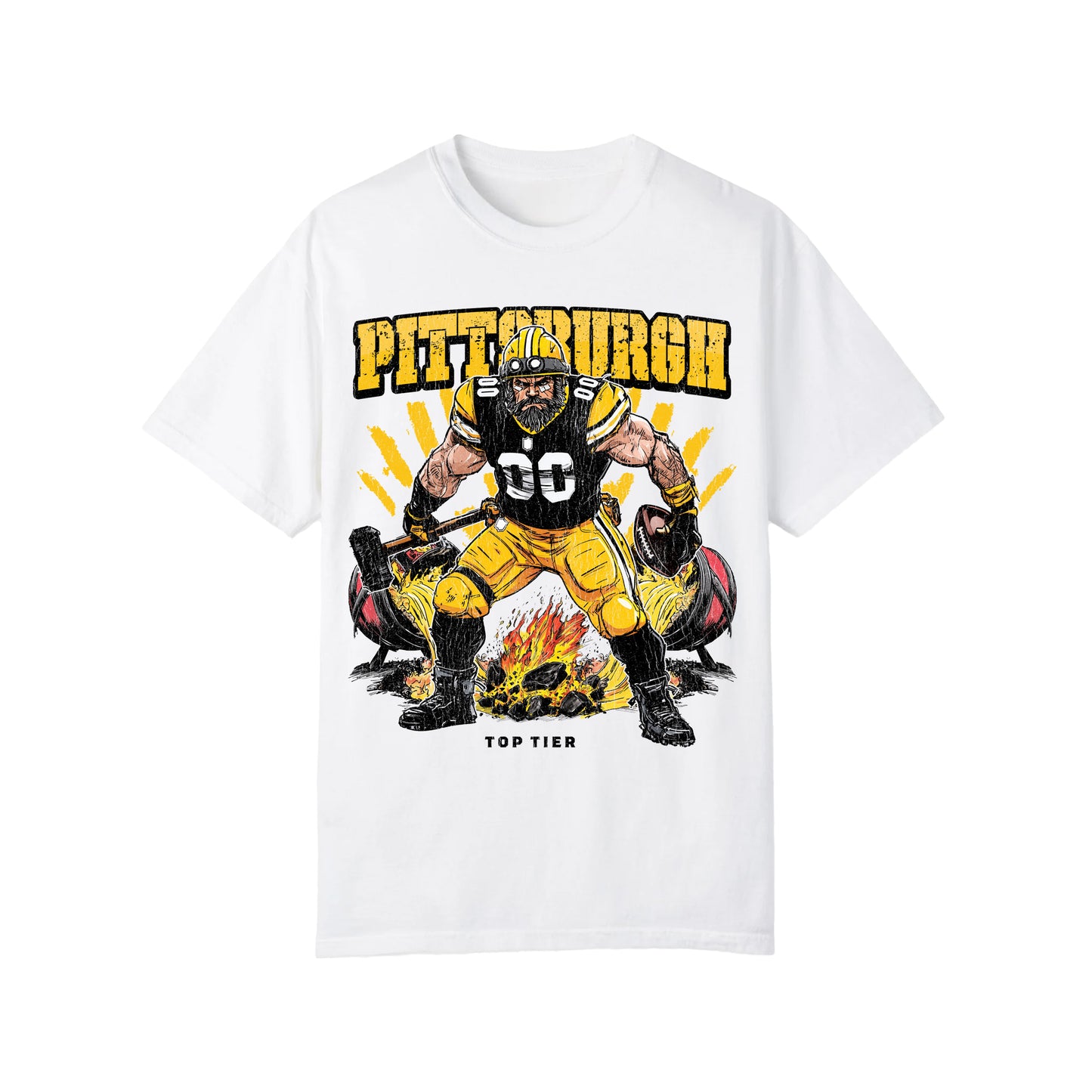 Pittsburgh Football White Tshirt TOP TIER. Premium Sports Apparel, T-shirts, Merch, Threads and Street