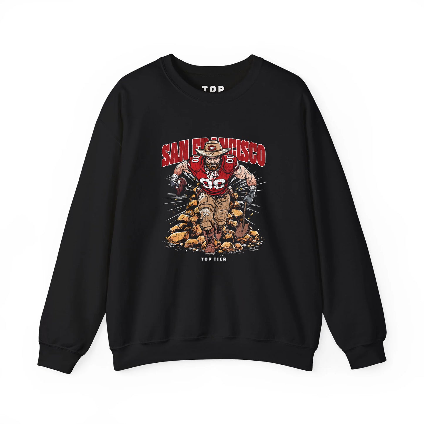 San Francisco Football Black Crewneck TOP TIER. Premium Sports Apparel, T-shirts, Merch, Threads and Street
