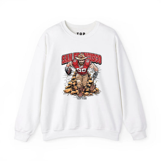 San Francisco Football White Crewneck TOP TIER. Premium Sports Apparel, T-shirts, Merch, Threads and Street