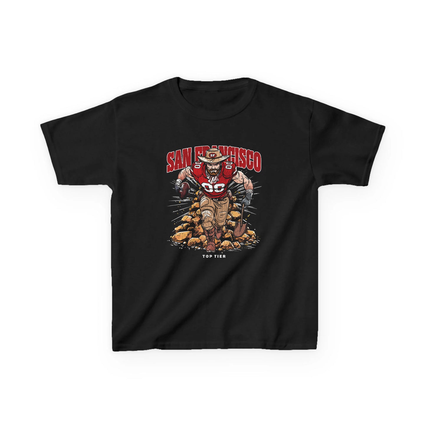 San Francisco Football Black Kids Tshirt TOP TIER. Premium Sports Apparel, T-shirts, Merch, Threads and Street