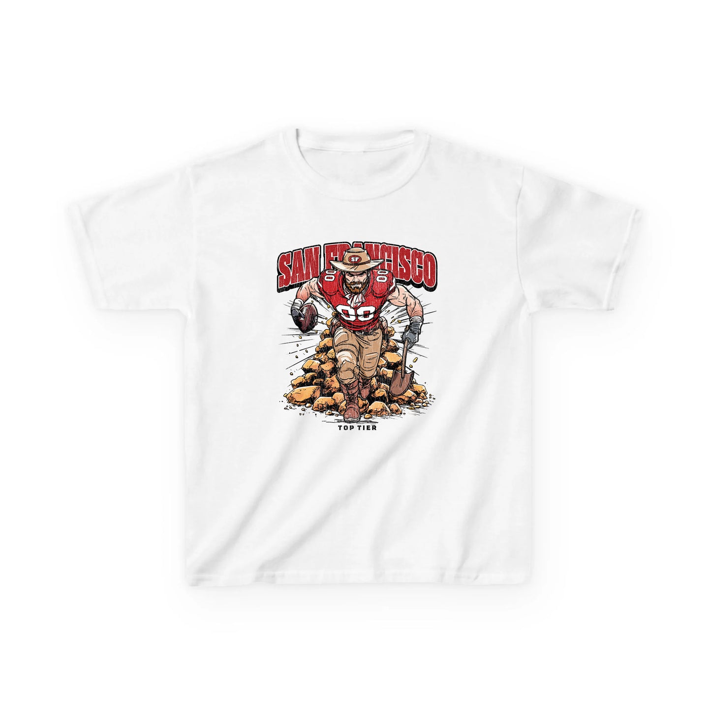 San Francisco Football White Kids Tshirt TOP TIER. Premium Sports Apparel, T-shirts, Merch, Threads and Street