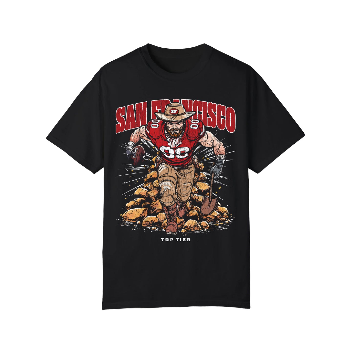 San Francisco Football Black Tshirt TOP TIER. Premium Sports Apparel, T-shirts, Merch, Threads and Street
