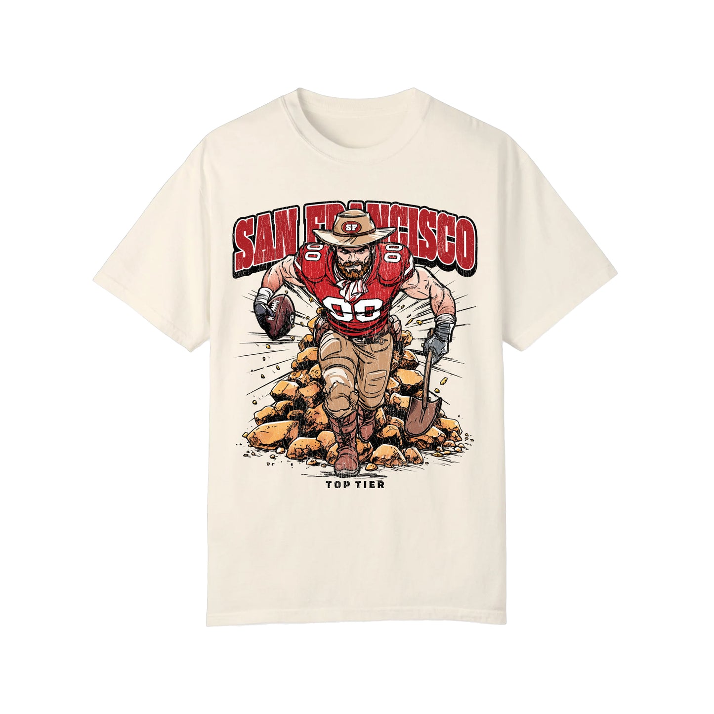 San Francisco Football Ivory Tshirt TOP TIER. Premium Sports Apparel, T-shirts, Merch, Threads and Street