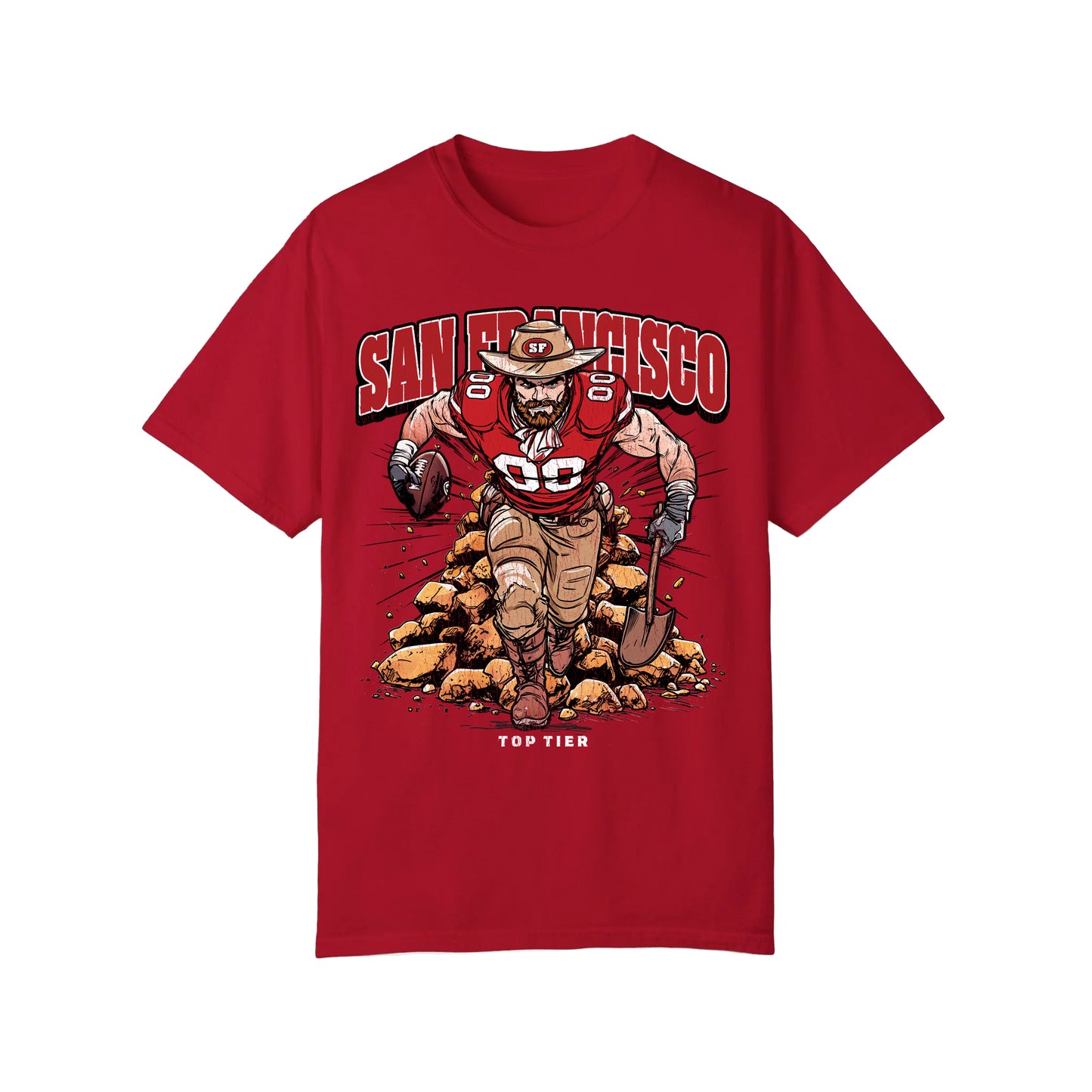 San Francisco Football Red Tshirt TOP TIER. Premium Sports Apparel, T-shirts, Merch, Threads and Street